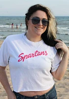 Michigan State Spartans Womens White Cropped Script Short Sleeve T-Shirt