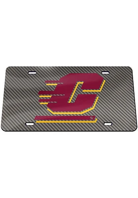 Central Michigan Chippewas Grey Carbon Fiber Car Accessory License Plate