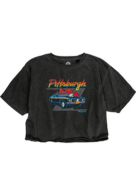 Rally Pittsburgh Womens Black Muscle Car Short Sleeve T-Shirt