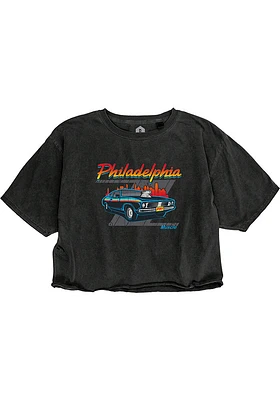 Rally Philadelphia Womens Black Muscle Car Short Sleeve T-Shirt