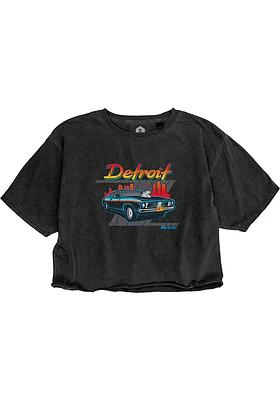Detroit Womens Black Muscle Car Short Sleeve T-Shirt