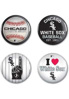 Chicago White Sox 4pk Button - Black