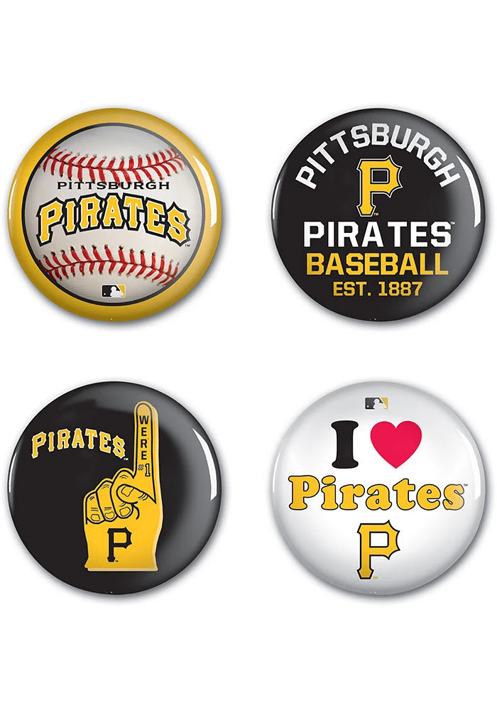 Pittsburgh Pirates 4pk Button - Yellow