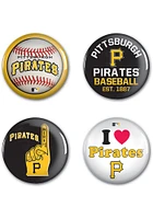 Pittsburgh Pirates 4pk Button - Yellow