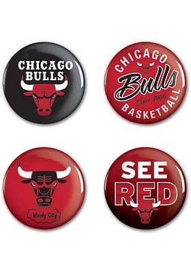 Chicago Bulls 4pk Button - Red