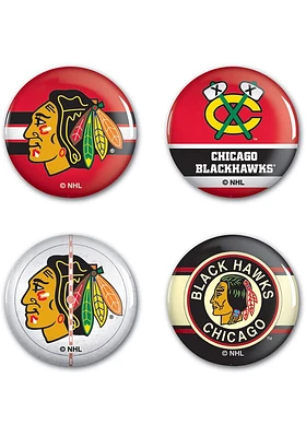 Chicago Blackhawks 4pk Button - Black
