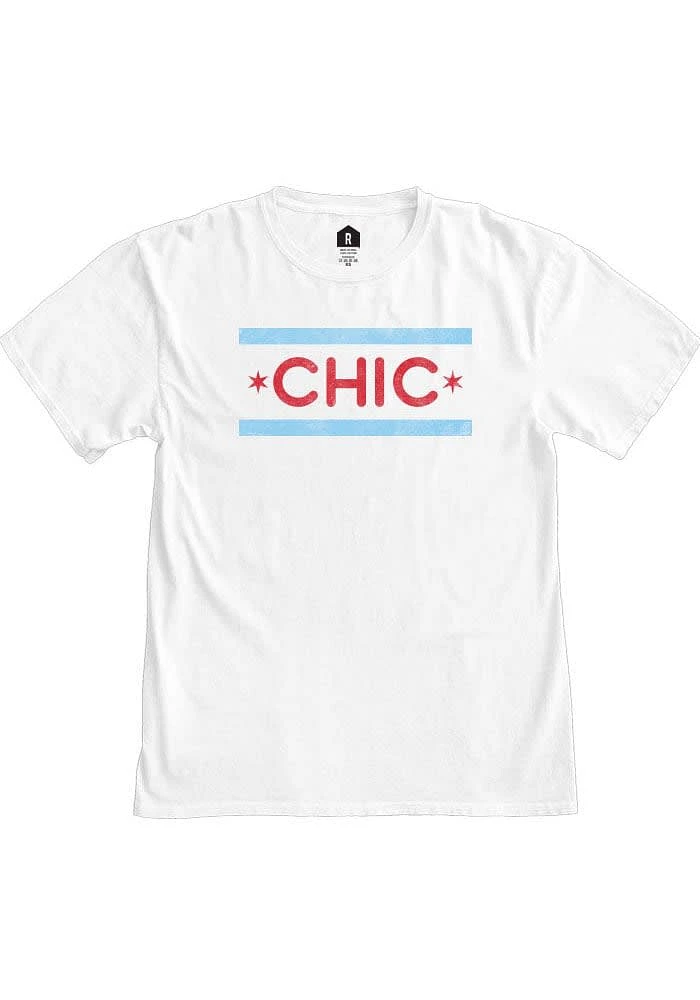 Rally Chicago Womens White Chic Flag Short Sleeve T-Shirt