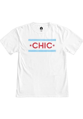 Rally Chicago Womens White Chic Flag Short Sleeve T-Shirt