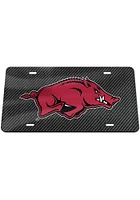 Arkansas Razorbacks Grey Carbon Fiber Car Accessory License Plate