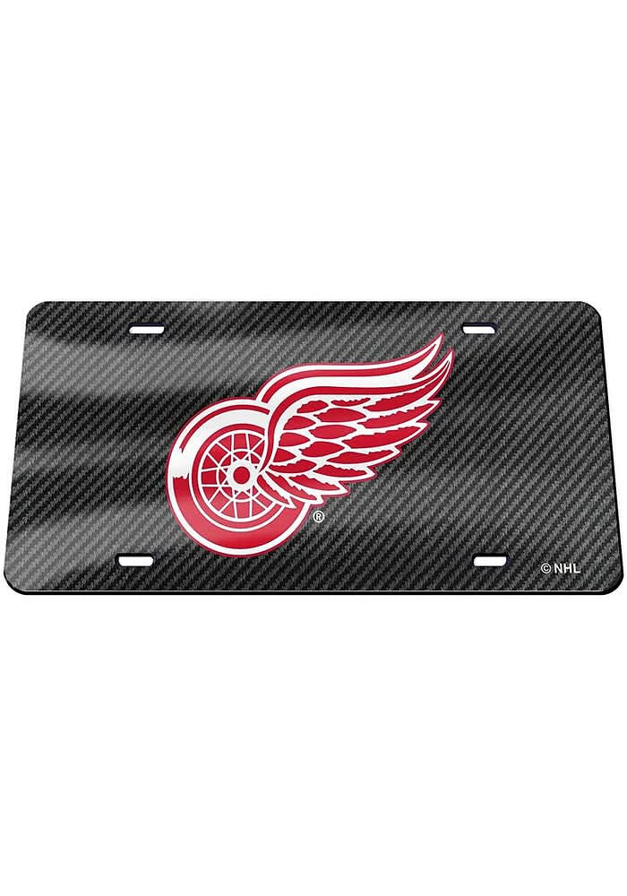 Detroit Red Wings Grey Carbon Fiber Car Accessory License Plate