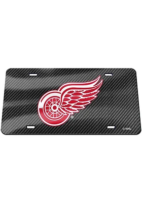 Detroit Red Wings Grey Carbon Fiber Car Accessory License Plate