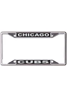 Chicago Cubs Black and Silver Metallic Inlaid License Plate Frame - Silver