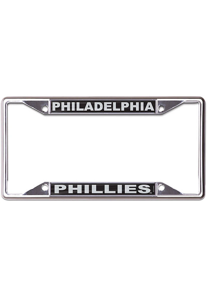 Philadelphia Phillies Black and Silver Metallic Inlaid License Plate Frame - Silver