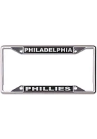 Philadelphia Phillies Black and Silver Metallic Inlaid License Plate Frame - Silver