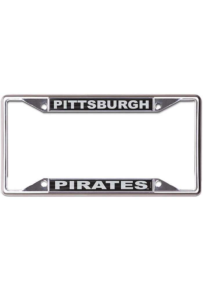 Pittsburgh Pirates Black and Silver Metallic Inlaid License Plate Frame - Silver