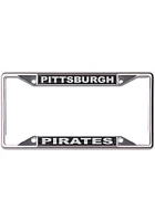 Pittsburgh Pirates Black and Silver Metallic Inlaid License Plate Frame - Silver