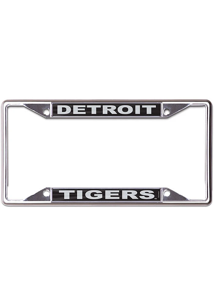 Detroit Tigers Black and Silver Metallic Inlaid License Plate Frame - Silver
