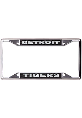 Detroit Tigers Black and Silver Metallic Inlaid License Plate Frame - Silver