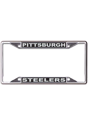 Pittsburgh Steelers Black and Silver License Plate Frame - Black