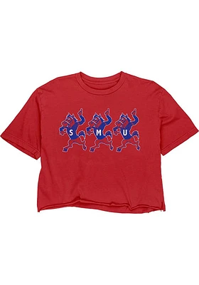 SMU Mustangs Womens Boyfriend Crop Short Sleeve T-Shirt
