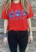 SMU Mustangs Womens Boyfriend Crop Short Sleeve T-Shirt