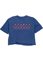 SMU Mustangs Womens Blue Boyfriend Crop Short Sleeve T-Shirt