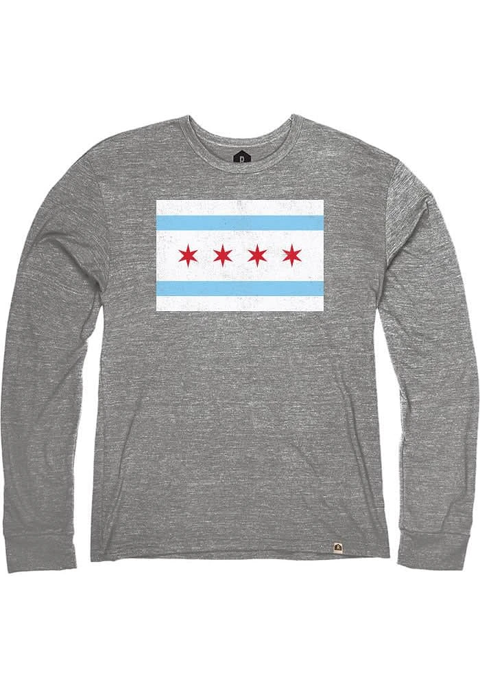 Rally Chicago City Flag Long Sleeve Fashion T Shirt