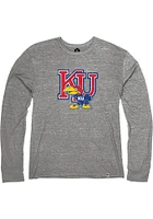 Rally Kansas Jayhawks Grey Vault Logo Long Sleeve Fashion T Shirt