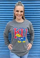 Rally Kansas Jayhawks Grey Vault Logo Long Sleeve Fashion T Shirt