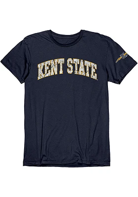 Kent State Golden Flashes Navy Blue Arch Name With Sleeve Hit Short Fashion T Shirt