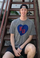 Kansas Jayhawks Grey KU Heart Short Sleeve Fashion T Shirt