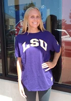 LSU Tigers Purple Arch Name With Arm Hit Short Sleeve Fashion T Shirt