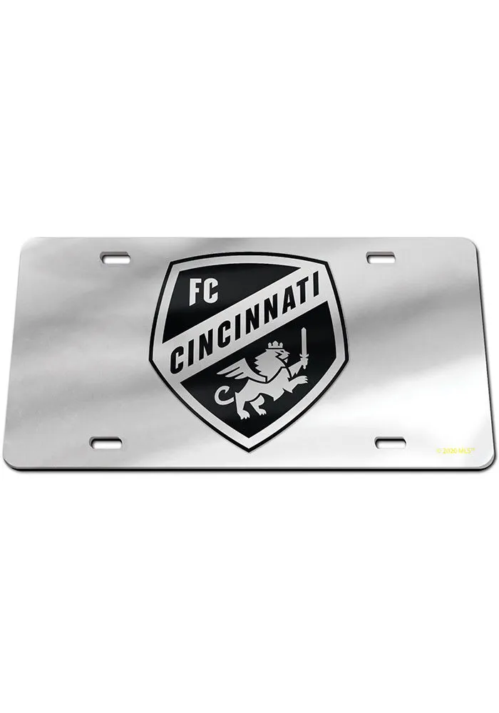 FC Cincinnati Silver Black on Silver Car Accessory License Plate
