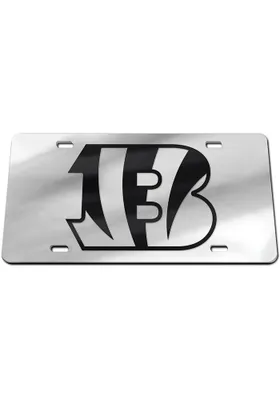 Cincinnati Bengals Black on Silver Car Accessory License Plate