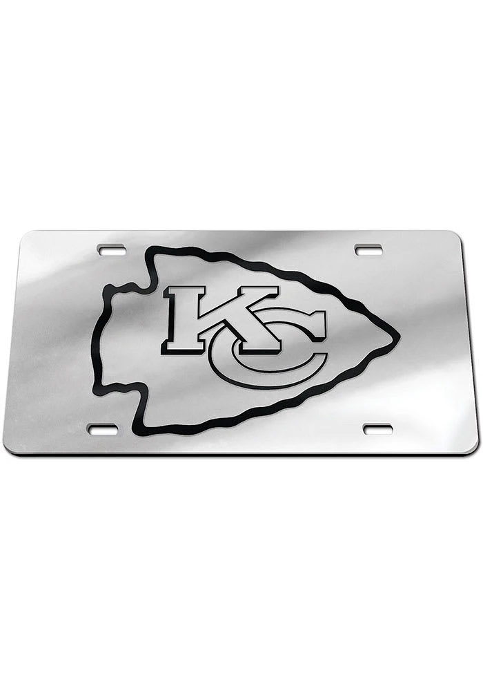 Kansas City Chiefs Silver Black on Silver Car Accessory License Plate