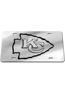 Kansas City Chiefs Silver Black on Silver Car Accessory License Plate