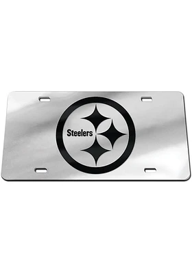 Pittsburgh Steelers Silver Black on Silver Car Accessory License Plate