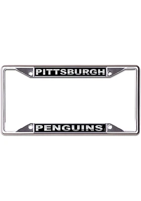 Pittsburgh Penguins Black and Silver License Plate Frame - Black