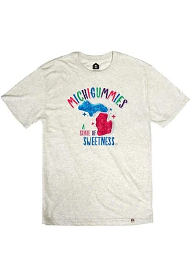 Rally Michigan Oatmeal Gummy Drawing Short Sleeve Fashion T Shirt