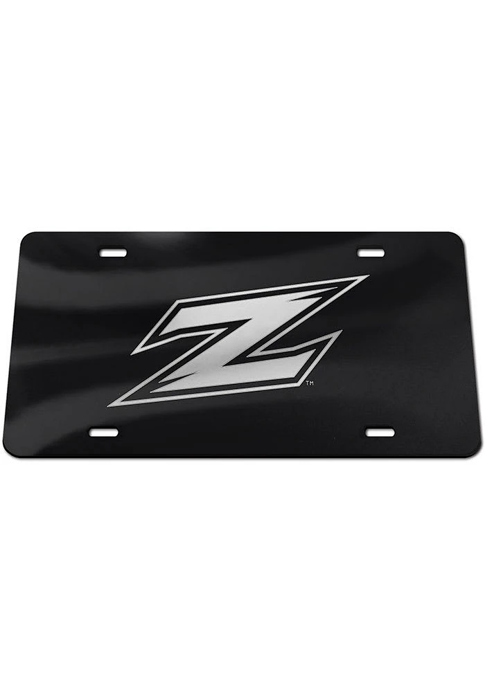 Akron Zips Black Silver Team Logo Black Car Accessory License Plate