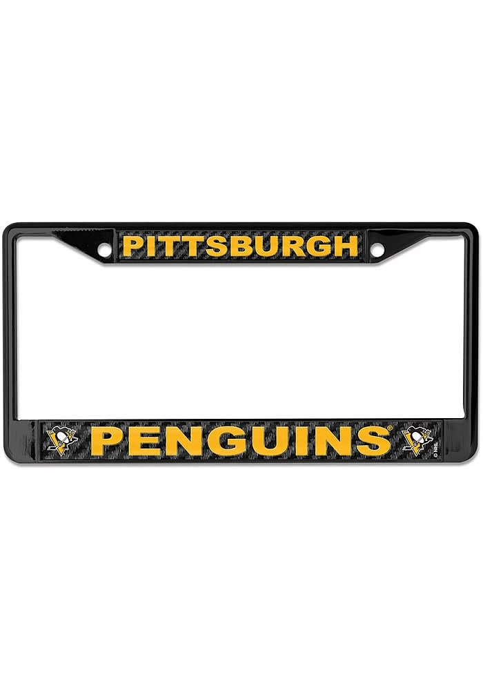 Pittsburgh Penguins Carbon Fiber License Plate Frame - Black