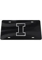 Illinois Fighting Illini Black Silver Team Logo Black Car Accessory License Plate