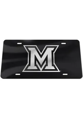 Miami RedHawks Silver Team Logo Black Car Accessory License Plate