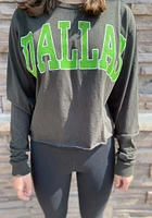 Dallas Ft Worth Womens Black Cropped LS Tee