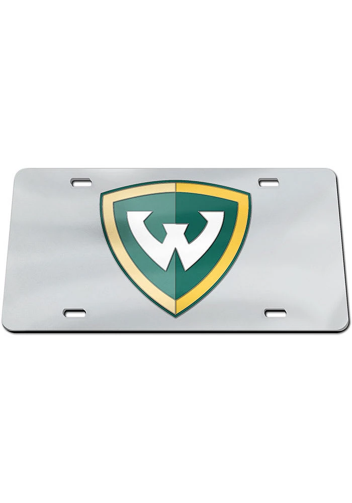 Wayne State Warriors Silver Team Logo Silver Car Accessory License Plate