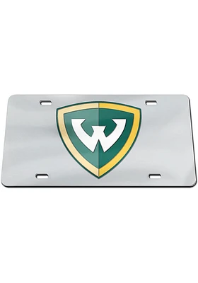 Wayne State Warriors Silver Team Logo Silver Car Accessory License Plate
