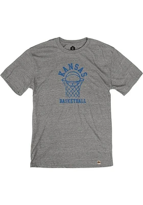 Rally Kansas Jayhawks Grey Basketball Triblend Short Sleeve Fashion T Shirt