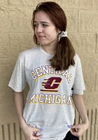 Rally Central Michigan Chippewas Oatmeal Number One Graphic Distressed Short Sleeve Fashion T Shir..