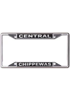 Central Michigan Chippewas Black and Silver License Plate Frame - Black