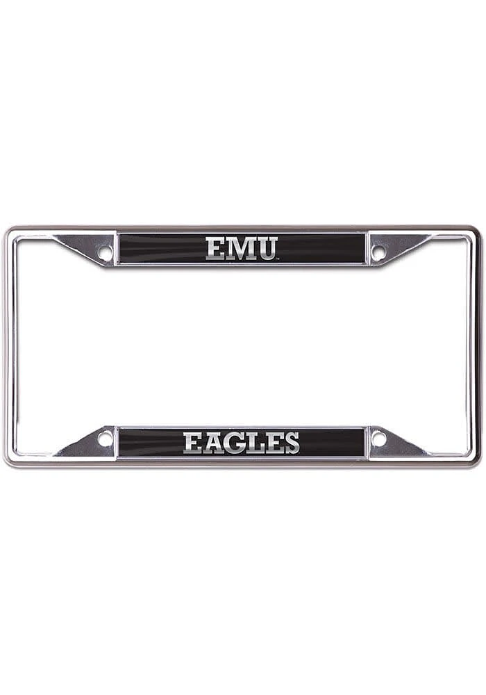 Eastern Michigan Eagles Black and Silver License Plate Frame - Black